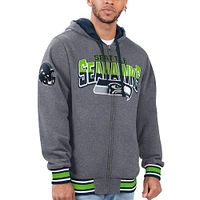 Men's G-III Sports by Carl Banks Navy/Neon Green Seattle Seahawks Commemorative Reversible Full-Zip Jacket