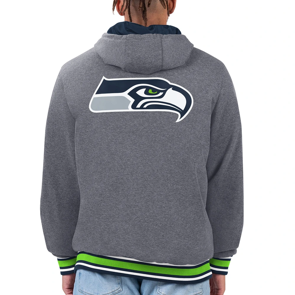 Men's G-III Sports by Carl Banks Navy/Neon Green Seattle Seahawks Commemorative Reversible Full-Zip Jacket