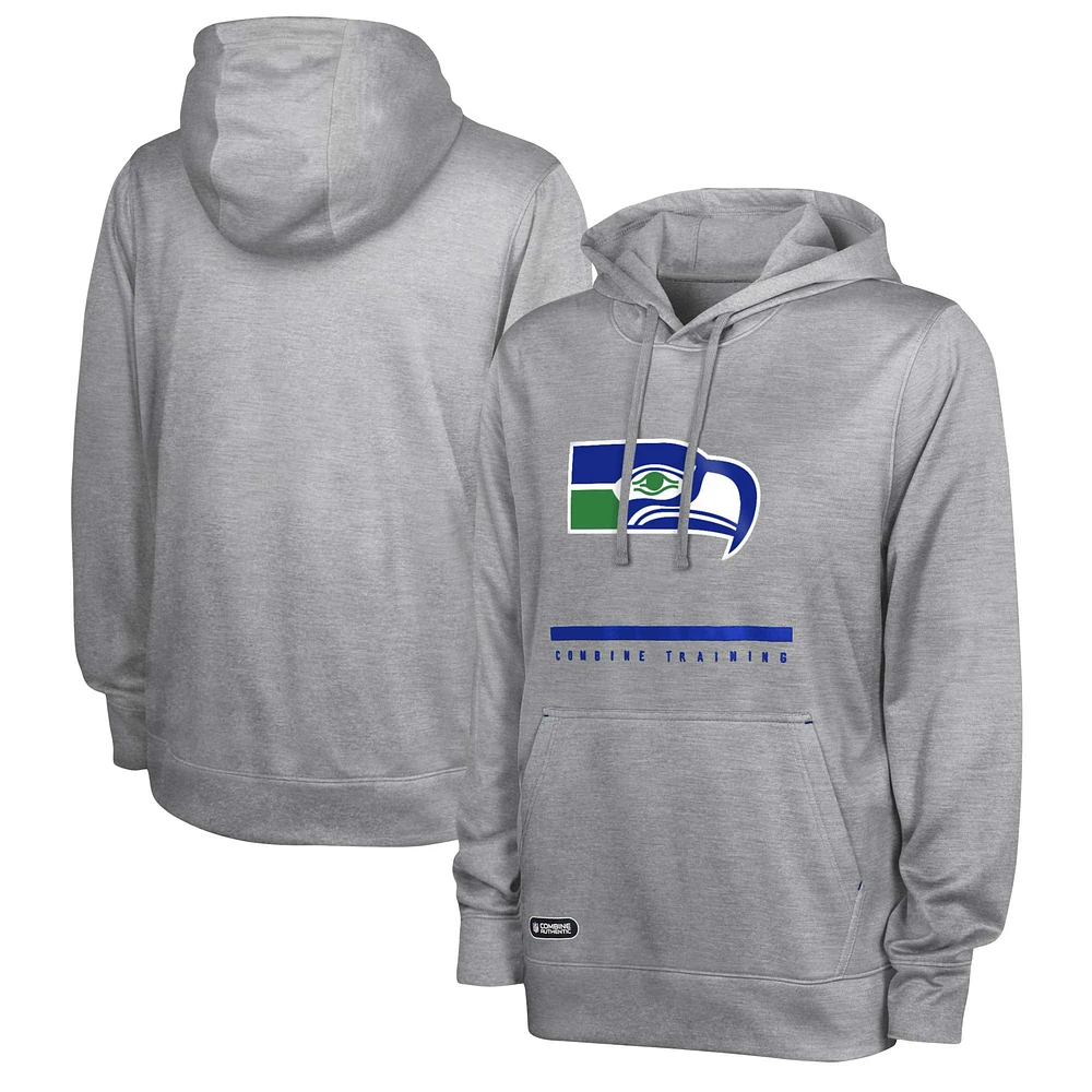 Sweat à capuche en polaire gris chiné pour hommes, Seattle Seahawks Grid Drill Streak