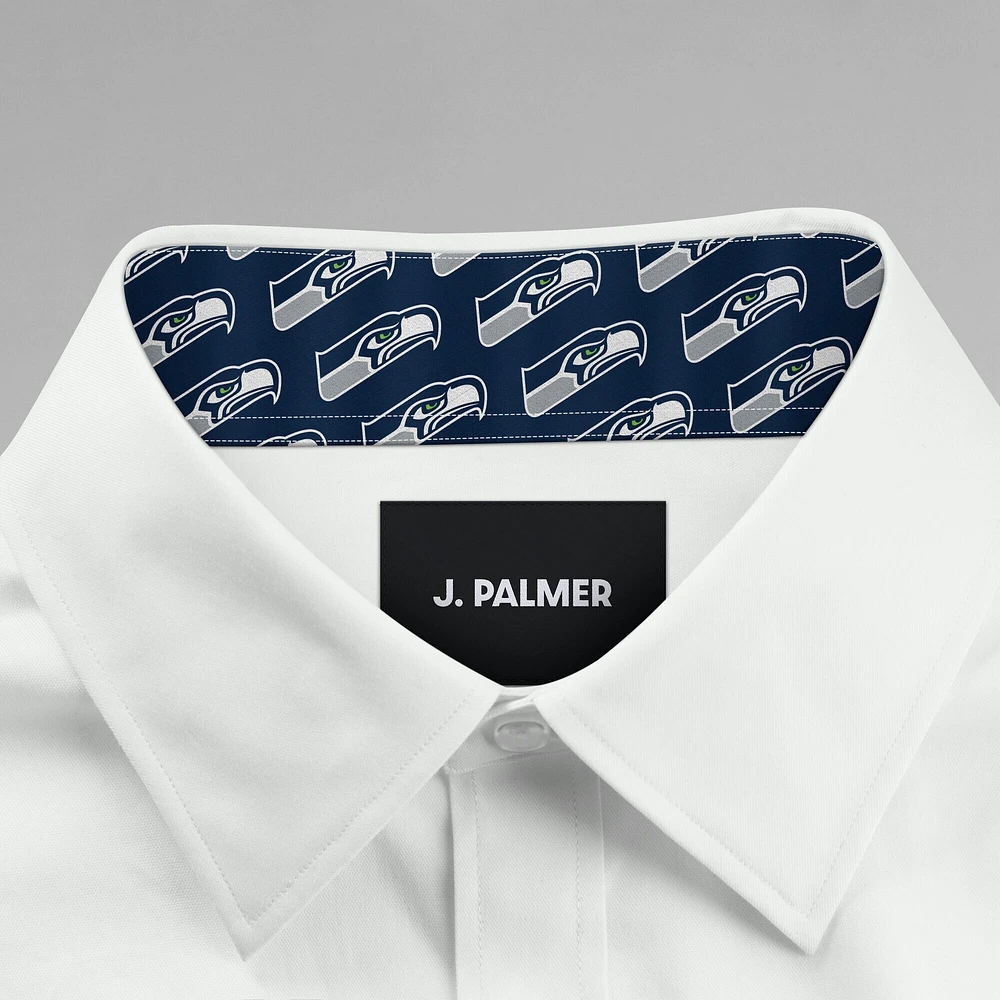 Chemise habillée boutonnée à manches longues Motion Stretch blanche Seattle Seahawks de J. Palmer pour homme