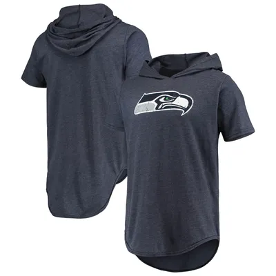 Seattle Seahawks Majestic Threads Primary Logo Tri-Blend Hoodie T-Shirt - College Navy