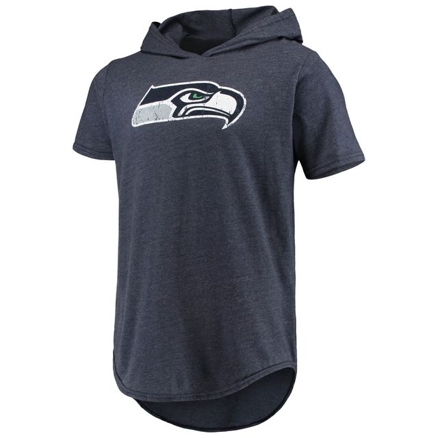 Majestic Threads College Navy Seattle Seahawks T-shirt à capuche en trois mélanges avec logo principal pour homme