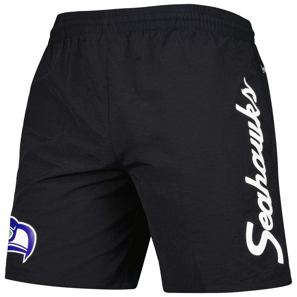 Men's Mitchell & Ness Black Seattle Seahawks Team Essentials Nylon Shorts