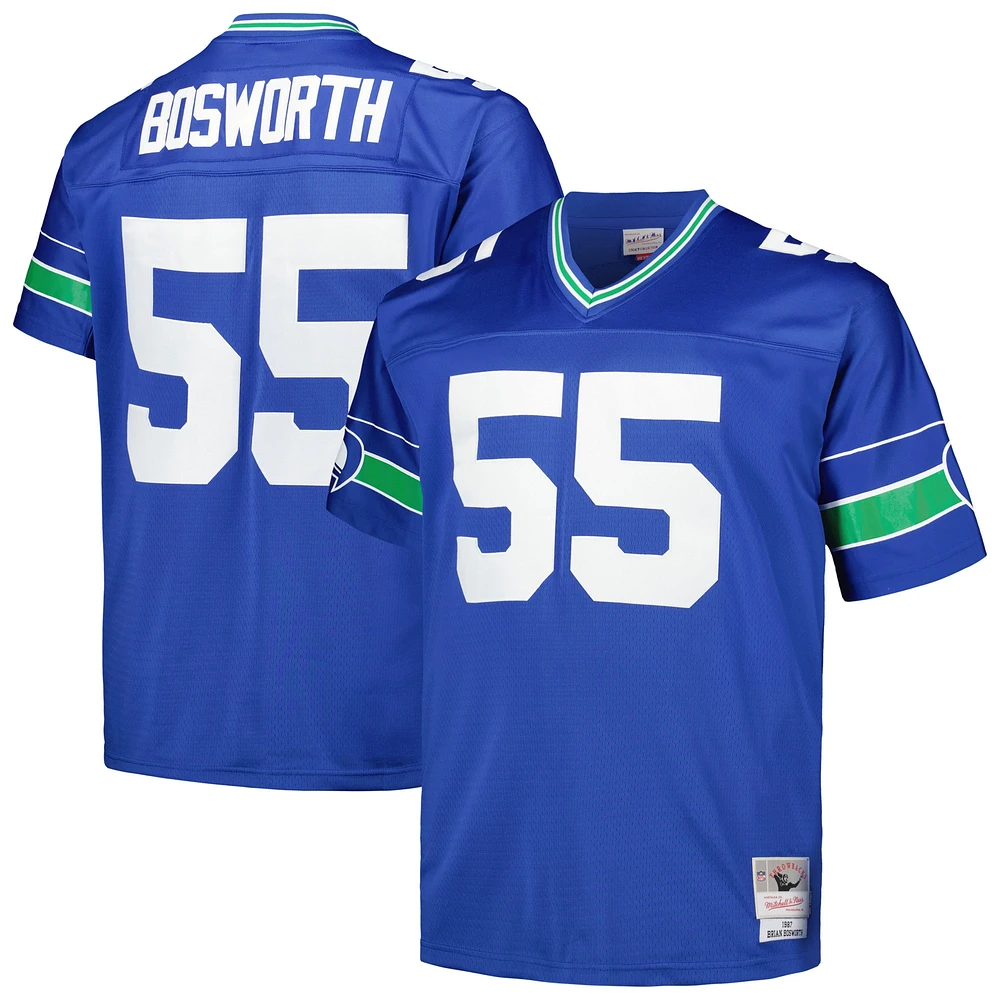 Maillot de joueur retraité Mitchell & Ness Brian Bosworth Royal Seattle Seahawks Big Tall 1987 Legacy pour hommes