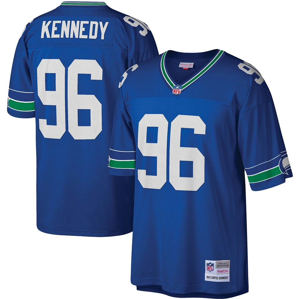 Maillot réplique Mitchell & Ness Cortez Kennedy Royal Seattle Seahawks Legacy pour hommes