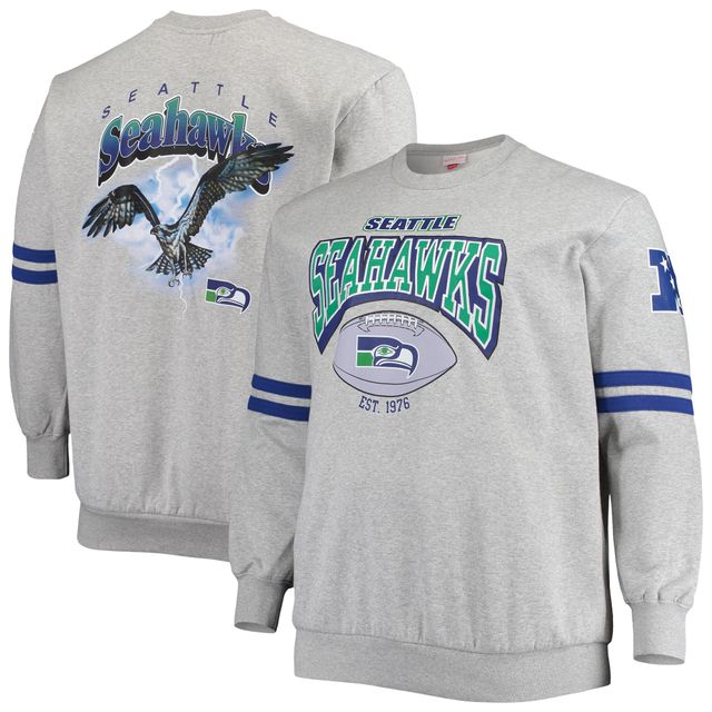 Mitchell & Ness Heathered Grey Seattle Seahawks Tailles Big Tall Allover Print Sweatshirt pour homme