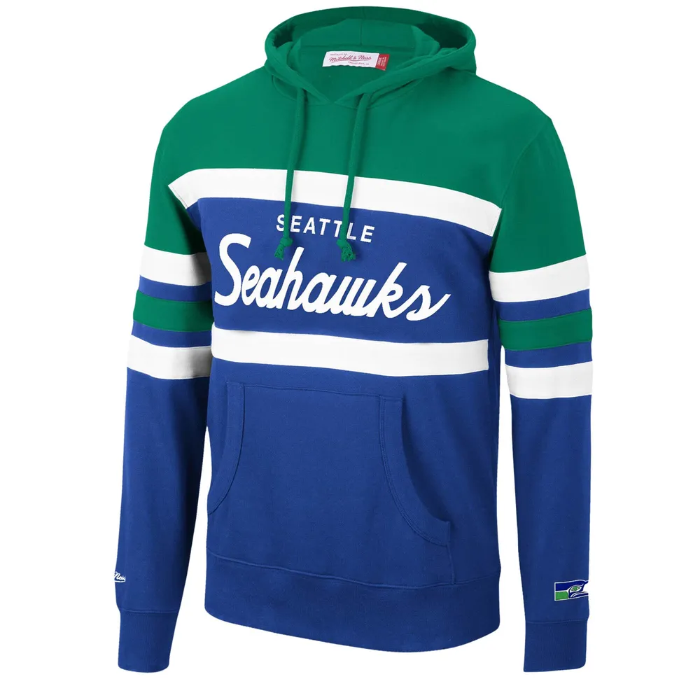 Pull à capuche pour hommes Mitchell & Ness Neon Green/Royal Seattle Seahawks Head Coach