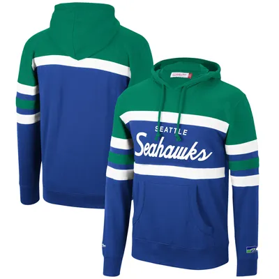 Pull à capuche pour hommes Mitchell & Ness Neon Green/Royal Seattle Seahawks Head Coach