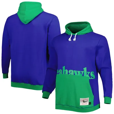 Seattle Seahawks New Era Big & Tall Throwback Colorblock Fleece Raglan  Pullover Hoodie - Royal/Green