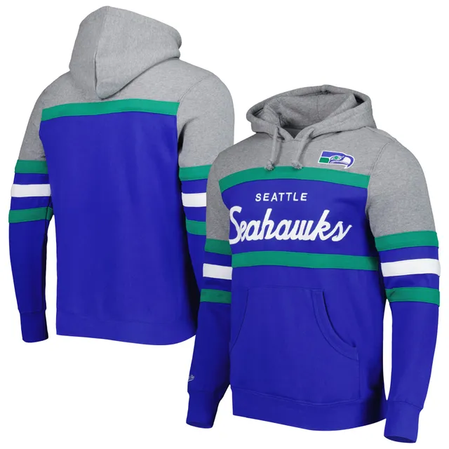 Men's '47 Seattle Seahawks Heather Gray Gridiron Lace-Up Pullover Hoodie Size: Medium