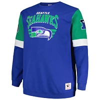 Men's Mitchell & Ness Royal Seattle Seahawks Big Tall Fleece Pullover Sweatshirt