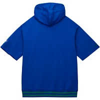 Men's Mitchell & Ness Royal Seattle Seahawks Pre-Game Short Sleeve Pullover Hoodie