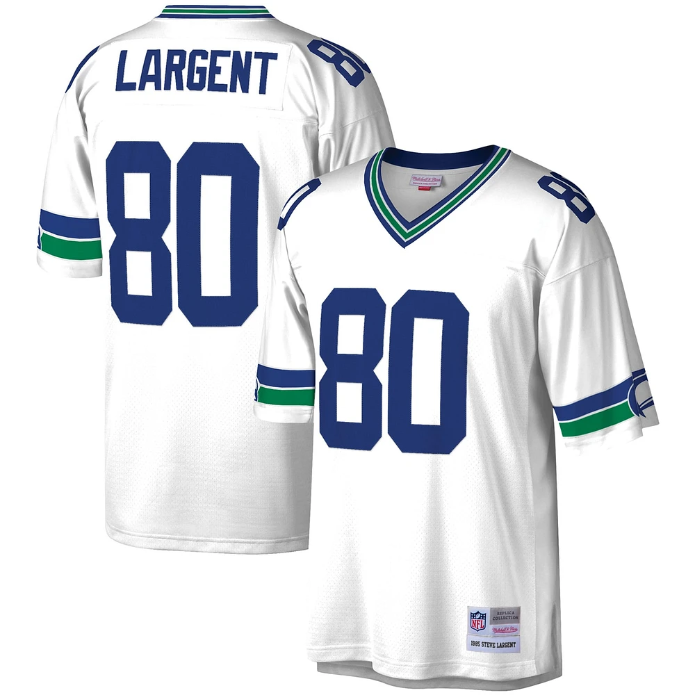 Maillot réplique Mitchell & Ness Steve Largent blanc Seattle Seahawks Legacy pour hommes