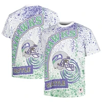 T-shirt blanc à imprimé intégral pour hommes Mitchell & Ness Seattle Seahawks Big Tall