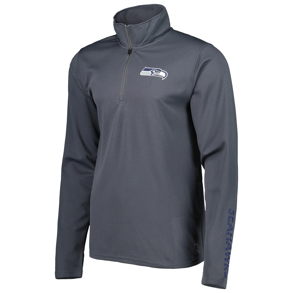 Chandail à capuchon demi-glissière MSX by Michael Strahan Seattle Seahawks anthracite pour homme