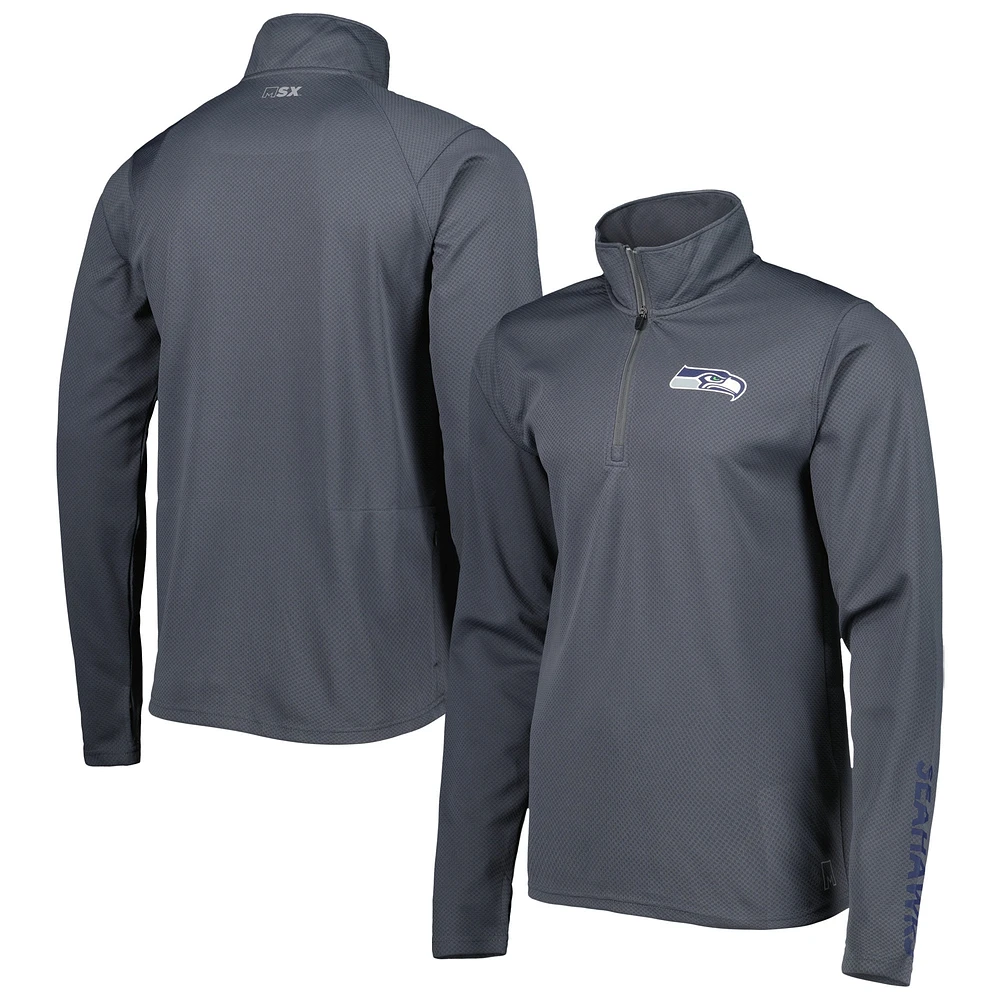 Pull demi-zippé MSX by Michael Strahan pour homme, couleur anthracite, des Seattle Seahawks