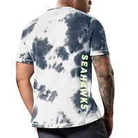 T-shirt MSX by Michael Strahan College Navy Seattle Seahawks Freestyle Tie-Dye pour homme