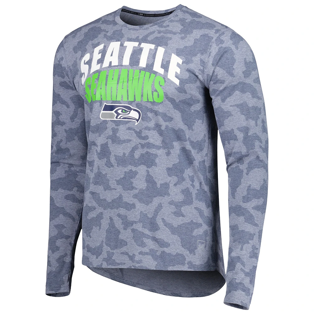 T-shirt à manches longues MSX by Michael Strahan College Navy Seattle Seahawks Performance Camo pour homme