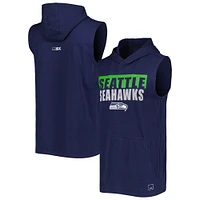 Sweat à capuche sans manches MSX by Michael Strahan College Navy Seattle Seahawks Relay pour homme