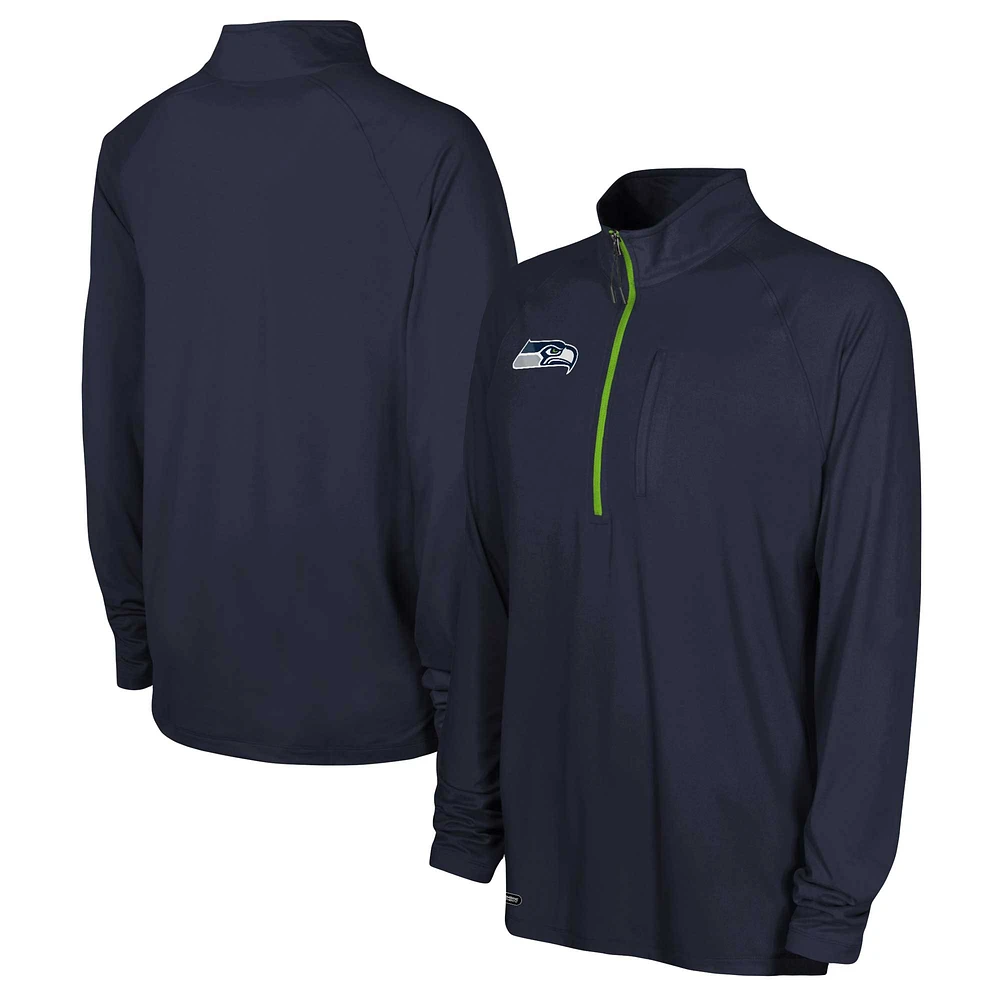 Men's Navy Seattle Seahawks Combine Authentic Raglan Quarter-Zip Top