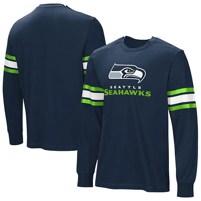 T-shirt adaptatif à manches longues pour hommes, bleu marine universitaire, Seattle Seahawks Hands Off