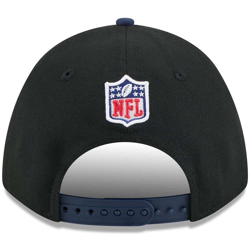 Men's New Era Black/College Navy Seattle Seahawks 2025 NFL Draft 9FORTY A-Frame M-Crown Adjustable Hat