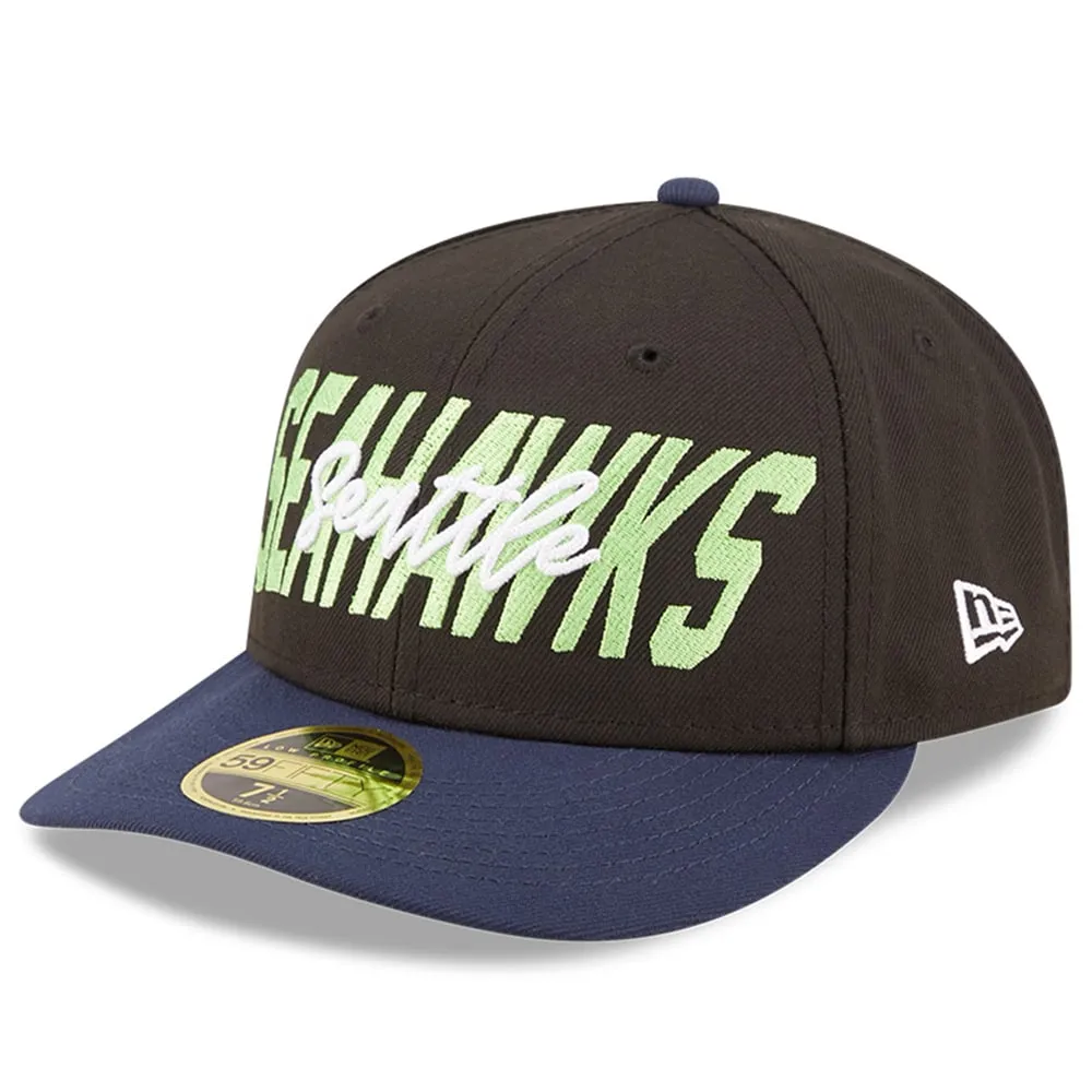 Casquette ajustée à profil bas 59FIFTY Seattle Seahawks 2022 NFL Draft New Era pour homme, noir/bleu marine