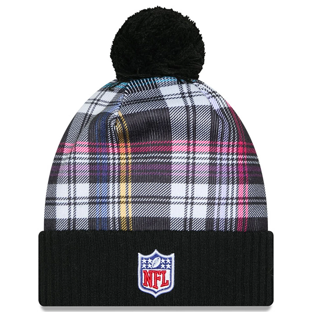 Bonnet en tricot à revers avec pompon NFL Crucial Catch 2024 Seattle Seahawks New Era noir pour homme