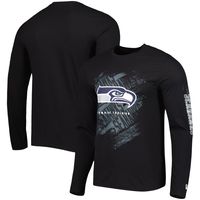 Men's New Era Black Seattle Seahawks Combine Authentic Action Long