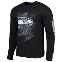 Men's New Era Black Seattle Seahawks Combine Authentic Action Long Sleeve T- Shirt