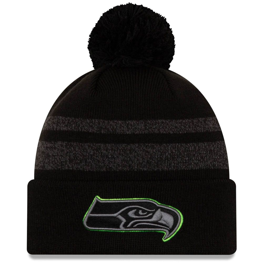 Seattle Seahawks New Era On Field NFL Sport Knit Beanie - Black/White