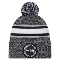 Men's New Era Black Seattle Seahawks Inspire Change Cuffed Knit Hat with Pom