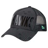 Men's New Era Black Seattle Seahawks  Midnight Ink Tonal Text A-Frame Trucker 9FORTY Adjustable Hat