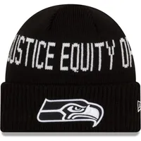 Men's New Era Black Seattle Seahawks Team Social Justice Cuffed Knit Hat