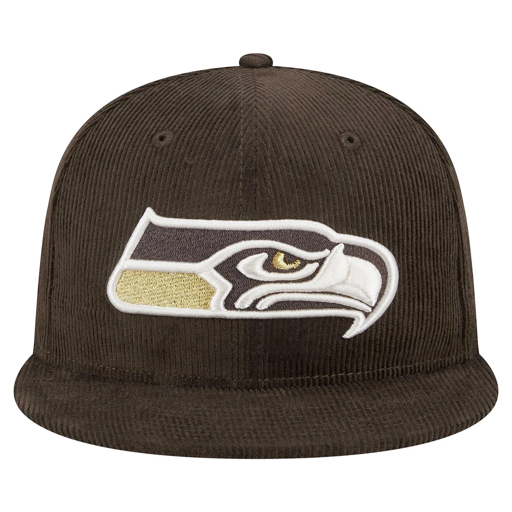 Casquette ajustée 59FIFTY Choco Cord marron Seattle Seahawks de New Era pour homme