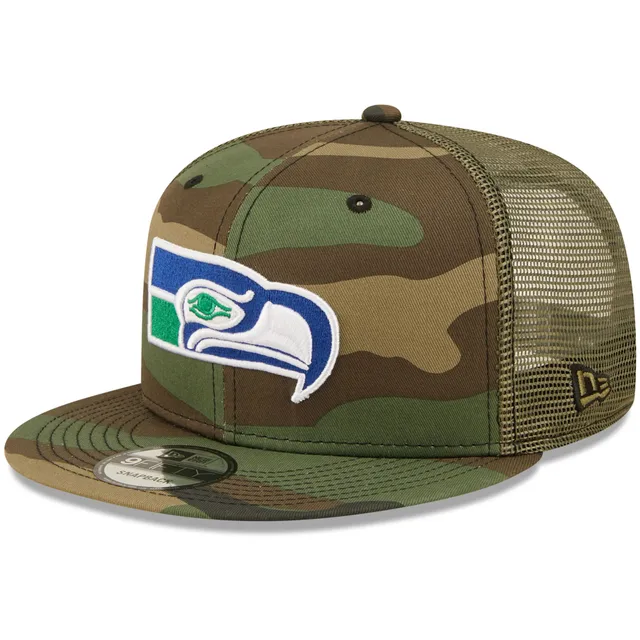 Men's New Era Camo/Olive New England Patriots Trucker 9FIFTY Snapback Hat