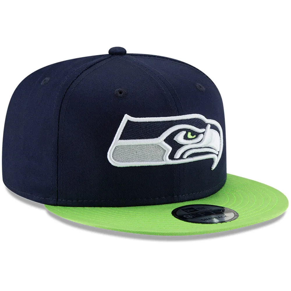 Men's New Era College Navy/Neon Green Seattle Seahawks 2-Tone Basic 9FIFTY Snapback  Hat