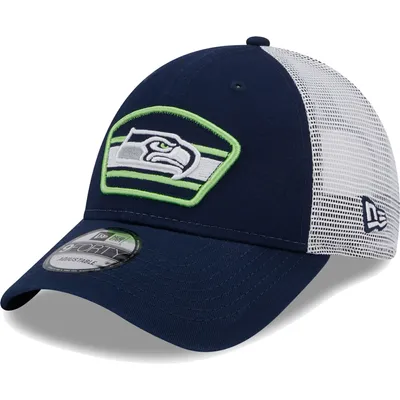 Seattle Seahawks New Era Logo Patch Trucker 9FORTY Snapback Hat - College Navy/White