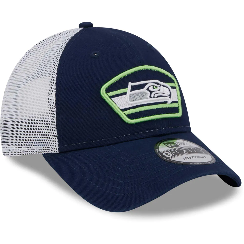 Men's New Era College Navy/White Seattle Seahawks Patch Trucker 9FORTY - Snapback Hat