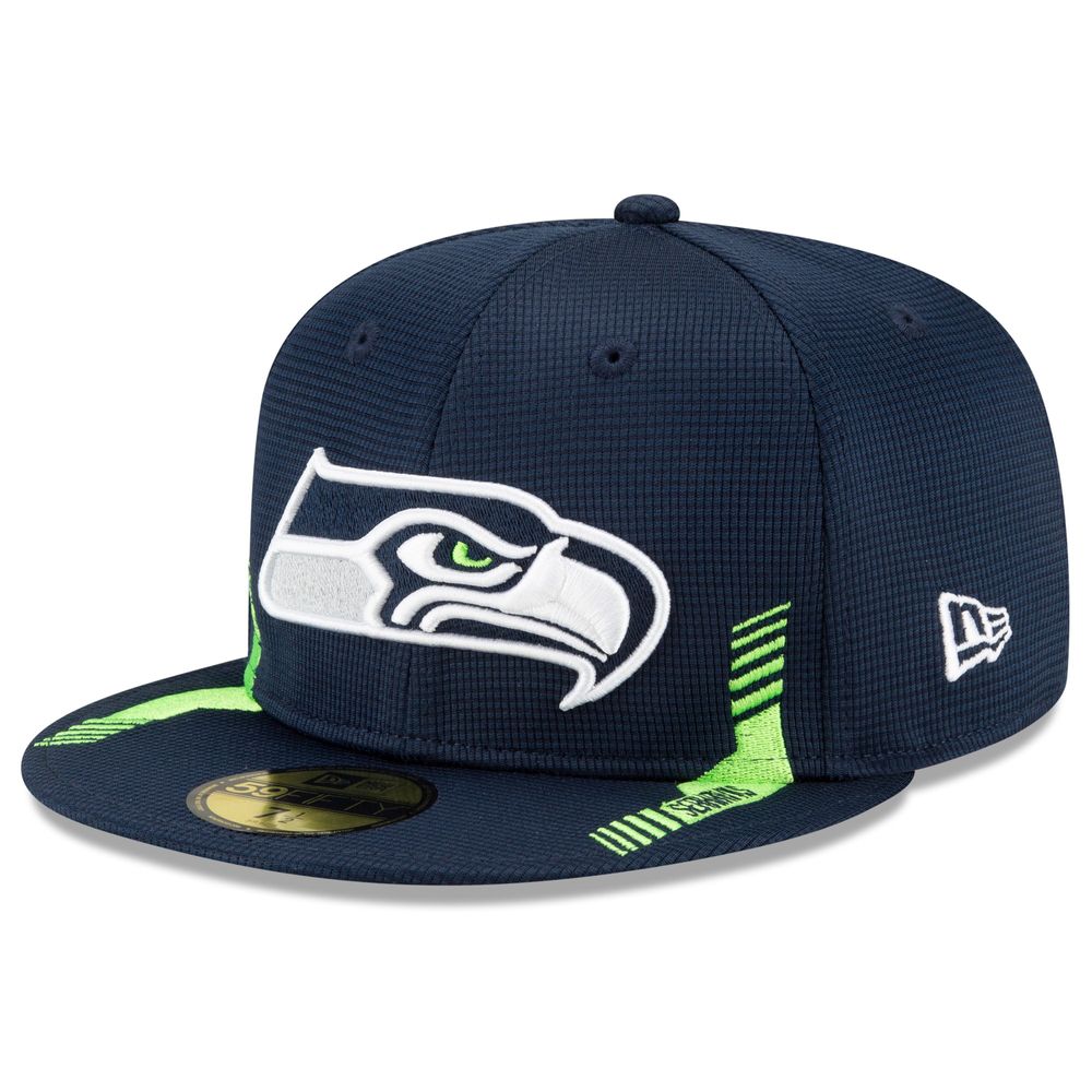 Men's New Era College Navy/Neon Green Seattle Seahawks 2023 Sideline Low Profile 9FIFTY Snapback Hat