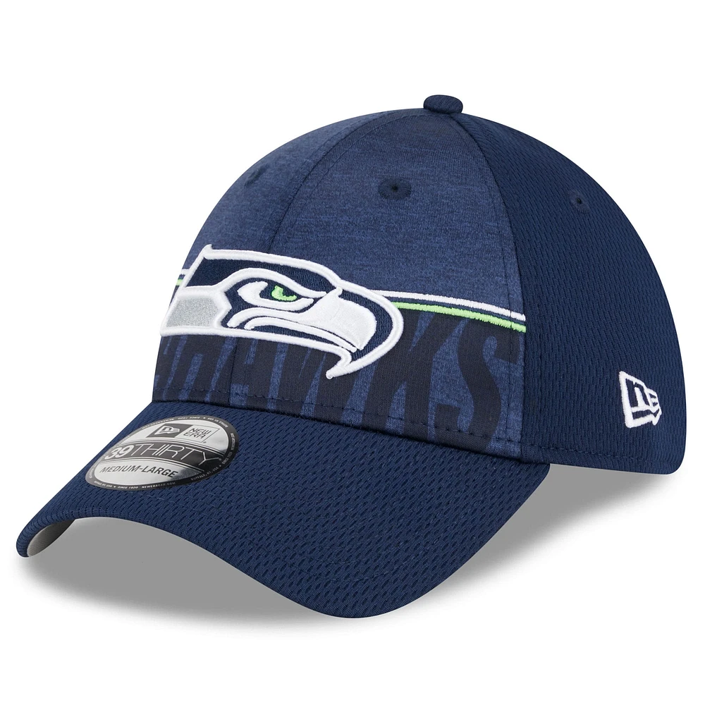 Men's New Era  College Navy Seattle Seahawks 2023 NFL Training Camp 39THIRTY Flex Hat