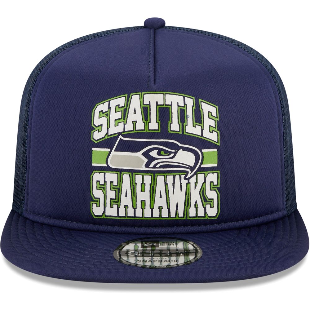 Youth New Era College Navy Seattle Seahawks Main Trucker 9FIFTY Snapback Hat