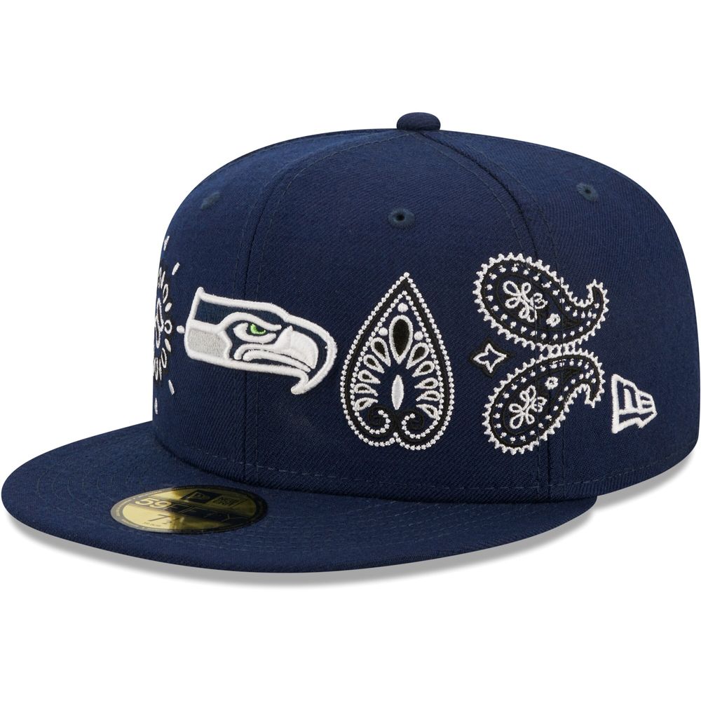 Men's New Era College Navy Seattle Seahawks Bandana 59FIFTY - Fitted Hat