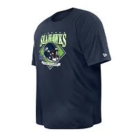 T-shirt avec casque New Era College Navy Seattle Seahawks pour hommes, grand et