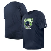 T-shirt avec casque New Era College Navy Seattle Seahawks pour hommes, grand et