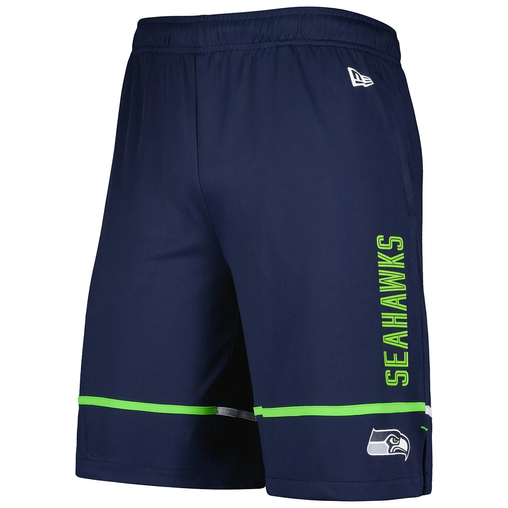 Men's New Era College Navy Seattle Seahawks Combine Authentic Rusher Training Shorts