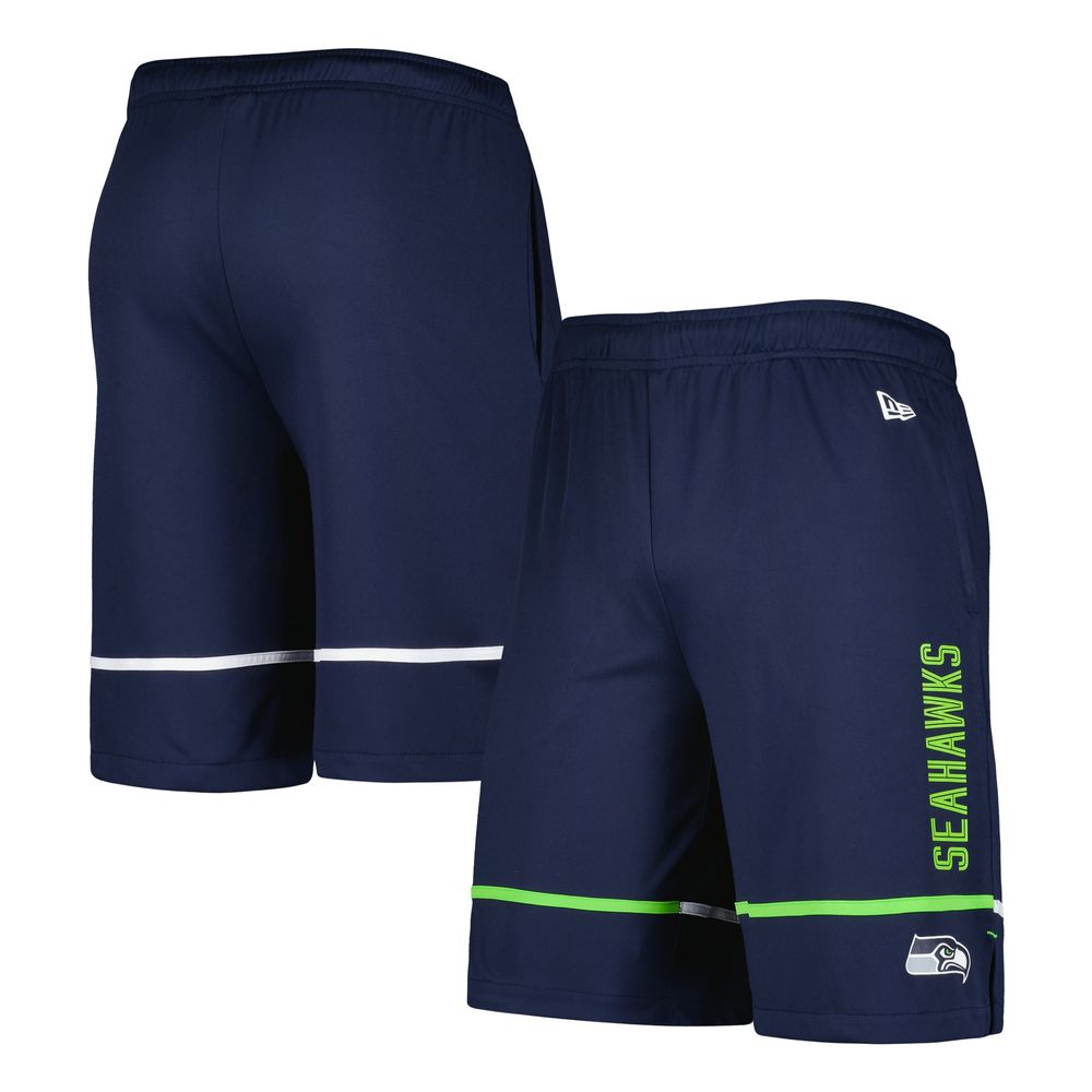 Men's New Era College Navy Seattle Seahawks Combine Authentic Rusher Training Shorts