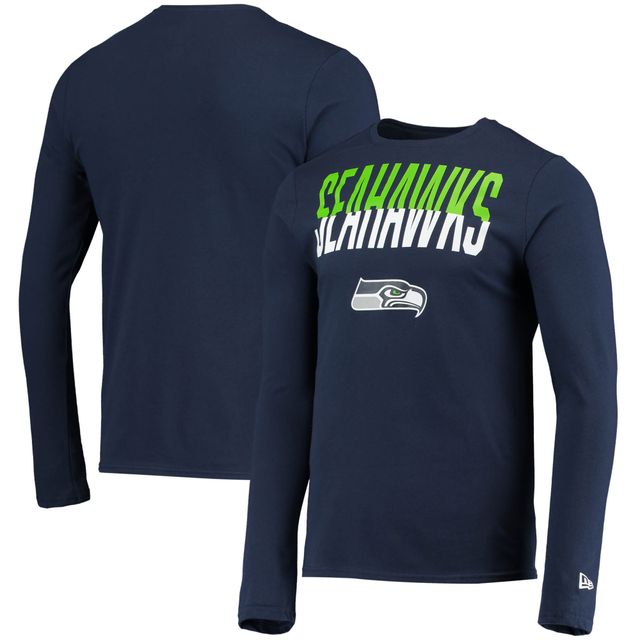 T-shirt à manches longues New Era College Navy Seattle Seahawks pour homme Combine Authentic Split Line