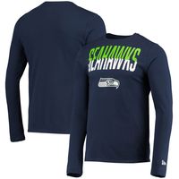 Men's New Era College Navy Seattle Seahawks Combine Authentic Split Line Long Sleeve T-Shirt