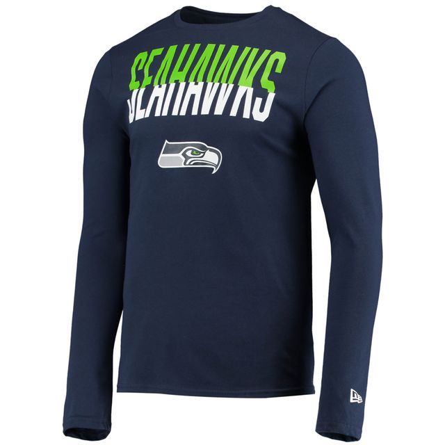 T-shirt à manches longues New Era College Navy Seattle Seahawks pour homme Combine Authentic Split Line